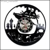 Wandklokken Wandklokken Studio Ghibli Totoro Wandklok Cartoon My Neighbor Vinyl Record Klokken Horloge Home Decor Kerstcadeau voor kinderen Y28 Dhaad Z230705