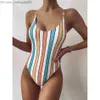 Roupa de banho feminina maiô de uma peça roupa de banho feminina sexy listrada maiô feminino biquíni natação para uso na praia Monokini maiôs femininos Z230705