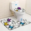 Set 4 Tür 3 PCS Set Banyo Sıkışmaz Kaide Halı + Lid Tuvalet Kapağı + Banyo Mat