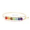 Braccialetti con ciondoli Yoga 7 Chakra Bracciale con filo per donna Sier Gold Pietra naturale Bracciale con perline Reiki Buddha spirituale Gioiello moda uomo Dhfve