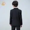 Garnitury wiosna jesień formalne czarne garnitury na wesela zestaw dla dzieci Party Host kostium dla dzieci marynarka kamizelka spodnie 3 sztuk hurtownia odzieżyHKD230704