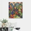 Contemporary Abstract Painting on Canvas Foxes Ii Franz Marc Artwork Vibrant Art for Home Decor