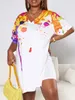 Women's Plus Size Pants LW Summer Tshirt Y2k Top Set Splash Ink Design Side Split Shorts Short Sleeve Two Piece 230705