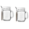 Storage Bottles 2 Pieces Oatmeal Bowl With Handle And Spoon Glass Jars Reusable Leak-Proof Cups For Travelling