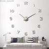 Horloges murales Vente chaude 3D DIY Horloge Murale Design Moderne Saat Reloj De Pared Métal Art Horloge Salon Acrylique Miroir Montre Horloge Murale Z230707