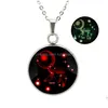 Pendant Necklaces Glow In The Dark 12 Zodiac Sign For Women Men Stainless Steel Horoscope Glass Cabochons Chains Fashion Luminous Dr Dhx08