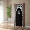 Gardiner PVC Självhäftande avtagbar muslimsk arabisk dörrklistermärke Allahu Islamiska tapeter vardagsrum Dörrdekor 3D Decal Wall Stickers