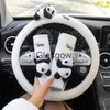 Steering Wheel Covers Cute Cartoon Panda Doll Plush Universal Car Steering Wheel Cover Auto Seatbelt Cover Imitate Lamb Wool Winter Car Accessories x0705