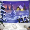 Tapestries and Snow Christmas Tree Tapestry Forest Hut Wall Hanging Natural Style Holiday Gifts Home Decor