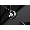 Pendant Necklaces Romantic I Love You To The Moon And Heart Necklace Alloy Chain Pendants For Women Jewelry Valentines Day Gift Drop Dhfep