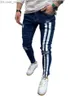 Erkekler kot pantolon erkekler sıska çizgili fermuar denim delik yıkama vintage hip hop iş pantolonlar ince baskılı kot pantolon Avrupa büyük boy erkek giyim z230711