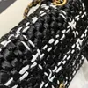 Braided Tweed Flap Designer Chain 25CM 10A Mirror Quality Lambskin Crossbody Shoulder Bag with BOX C126