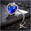 Подвесные ожерелья романтическое ожерелье в океане для женщин голубое красное кристалл с любовниками драгоценные камни титанические украшения капля de dhpw4