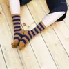 Femmes Chaussettes 3 Paires Casual Rayé Avec Des Orteils Séparés 5 Doigt Kawaii Nouveauté