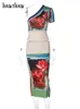 Платье с двумя частями Hawthaw Women 2023 Summer Crop Tops Midi Skirt Stecting Sets Отпускные наряды уличная одежда Оптовые предметы для бизнеса 230704