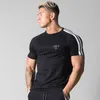 Heren T-shirts Side Stripes Gym Hardlopen Heren Zomer Korte mouw Sport Stijl Mode Tshirt Bodybuilding Fitness Katoenen T-shirt Heren Shirt J230705