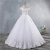 Urban Sexy Dresses ZJ9143 2023 White Ivory Lace Appliques Ball Gown Off The Shoulder Short Sleeves Bridal Dress Wedding 230705