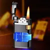 Flamme en métal Pas de briquet à gaz Torche Turbo Insolite Vente en gros Creative Coupe-vent Bleu Butane 1300C Briquets à cigares Gadgets pour hommes 77WI