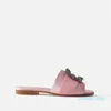 Tasarımcı Lüks Markalar Kadın Sandal Pompalar Ayakkabı Saten Takı Tokalı Slaytlar Yaz Tasarımcı Sandalet Tarak 35-42