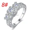 Drie Stenen Ringen Luxe Kubieke Zirconia Edelsteen Cz Goud Sier Vergulde Bruiloft Diamanten Ring Voor Vrouwen Dames Verlovingssieraden Drop De Dhopj