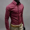 Chemises habillées pour hommes à la mode à manches longues chemise coupe ajustée pas voir à travers le coton affaires pour le mariage