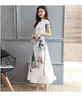 Vestidos de Festa Verão Elegante Slim Roupas Femininas Pintura de Paisagem Cheongsam Vestido Branco Qipao Chiffon Robe Vintage Estilo Chinês