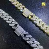 Une rangée cubaine lien collier Hip Hop bijoux fins glacé hommes 18k plaqué or chaînes cubaines 5a Zircon collier Bracelets