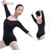 Stadium Slijtage Volwassen Lange Mouw Ballet Dans Maillots Vrouwen Zwart Lycra Gymnastiek Turnpakje Bodysuit Kostuum Kleding