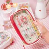 Leuke multifunctionele transparante etui met grote capaciteit Korea Ins Cherry Kawaii Pvc