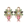 Stud Earrings Luxury For Women Colorful Resin Stone Decorate Wedding Party Bridal Statement