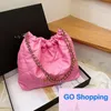 High-end American bag tote Bag Oil wax leather large capacity chain shopping bag diamond pattern