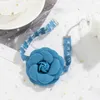 Pendant Necklaces Blue Denim Strip with Large Flower Choker Necklace for Women Trendy 2023 Fashion Jewelry on Neck Accessories Ladies Girls Gifts 230613