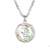 Pendentif Colliers Religion Bible Ecriture Collier Pour Femmes Chrétiens Versets Lettre Fleur Verre Cabochon Chaînes Foi Bijoux Gi Dhlfw