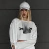 Dames Hoodies Sweatshirts Grafische Sweatshirts Met Lange Mouwen Vrouwen Crewneck Cropped Oversized Hoodie Y2K Harajuku Body Print Top Herfst Winter 230705