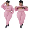 Women's Plus Size Pants 5xl Clothing Tight Tank Top Long Sleeve Crop and Trouser Set Street 3 Piece Wholesale Direct 230705