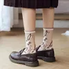 Women Socks Glass Silk Summer Cotton Breathable Cute Cartoon Ultra-thin Transparent Girl Fashion Middle Tube