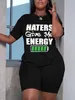 Women's Plus Size Pants LW Hatred Sends Me Energy Letter Printing Shorts Set 2PC Clothing Casual Daily TopPants Matching 230705