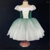 Stage Wear High Quality Giselle Ballet Dress Lady Short Sleeves Women Bubble Costumes Green Puffy Gauze Skirt