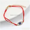 Charm bransoletki turecki niebieski Evil Eye Wrap dla kobiet kryształ Fatima Hamsa ręcznie krzyż czerwony sznurek lina bransoletka biżuteria Drop Deli Dhtvt