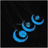 Pendant Necklaces Fashion Glowing In The Dark Moon For Women Hollow Tree Of Life Heart Mom Letter Luminous Chains Designer Jewelry D Dhlnj