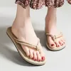 Slippers Fashion Summer Straw Sandals Flip Flop el Ladies Shoes Lndoor Outdoor FlipFlops Beach Flat Slides 230704