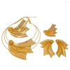 Conjunto de aretes de collar Dubai 18k chapado en oro para mujer joyería de malla hueca accesorios de fiesta de boda Yulaili