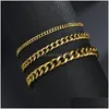 Chains M 5Mm 7Mm Stainless Steel Cuban Link For Women Men 18K Gold Plated Titanium Choker Necklace Fashion Jewelry Drop Delivery Nec Dhsho