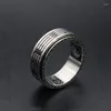 Anillos de racimo 8mm anillo básico giratorio para hombres Vintage acero inoxidable Tai Chi Mantra negro Fidget Spinner Punk joyería de la suerte