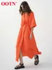 Casual Dresses OOTN Elegant Cotton Linen Wrap Long Dresses Women Summer Belt Lace Up Notched Office Lady Dress Split A-Line Dress Robe Femme J230705