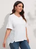 Camiseta Feminina Plus Size Finjani White Tshirts Top Clothing Summer Recorte Costas Bordado Tee 230705