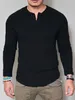 Maglietta da uomo Tee Henley Shirt Tee Camicia a maniche lunghe Tinta unita Henley Normale Abbigliamento a maniche lunghe Abbigliamento Muscolo classico Grande e alto