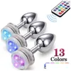 Autres articles de beauté de santé Led Plug Anal Butt Plugs En Métal Avec Télécommande Colorf Light Prostate Masr Jouets Pour Femmes Hommes Drop De Dh2Og