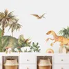 Pots dessin animé Triceratops dinosaure parc aquarelle autocollant mural pour chambre d'enfants décoration de chambre de garçon salle de jeux pour enfants décor à la maison