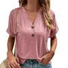 T-shirts pour femmes Loisirs à manches courtes Hauts d'été pour femmes Chemise ample Blouses Voyager Camping Casual